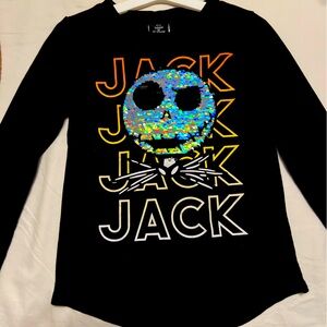 Disney Nightmare Before Christmas Kids Jack Skellington Sequin Top size small